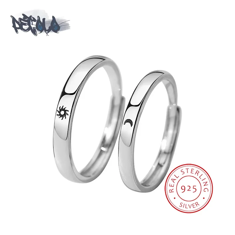 

Exquisite S925 Sterling Silver Ring for Women Simple Sun Moon Couple Ring Fashion Valentine's Day Gift Men's for Ring