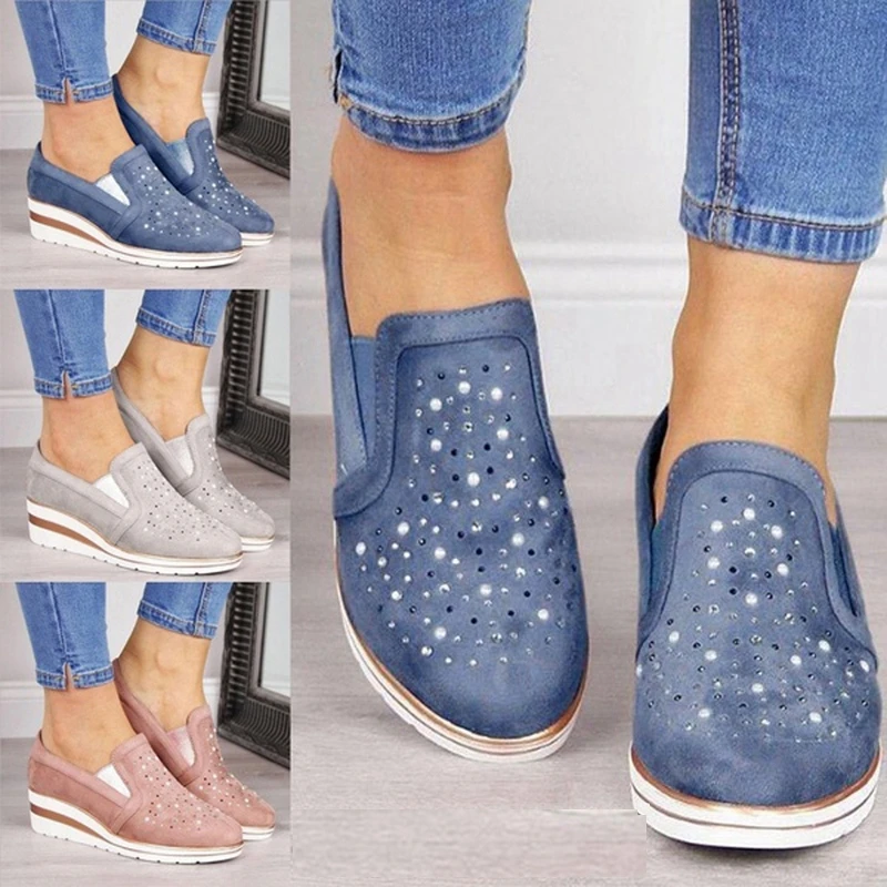 

Женские весенне-осенние лоферы, светильник кие повседневные туфли на платформе, блестящие женские туфли со стразами, 3 цвета, мода 2023 для жен...