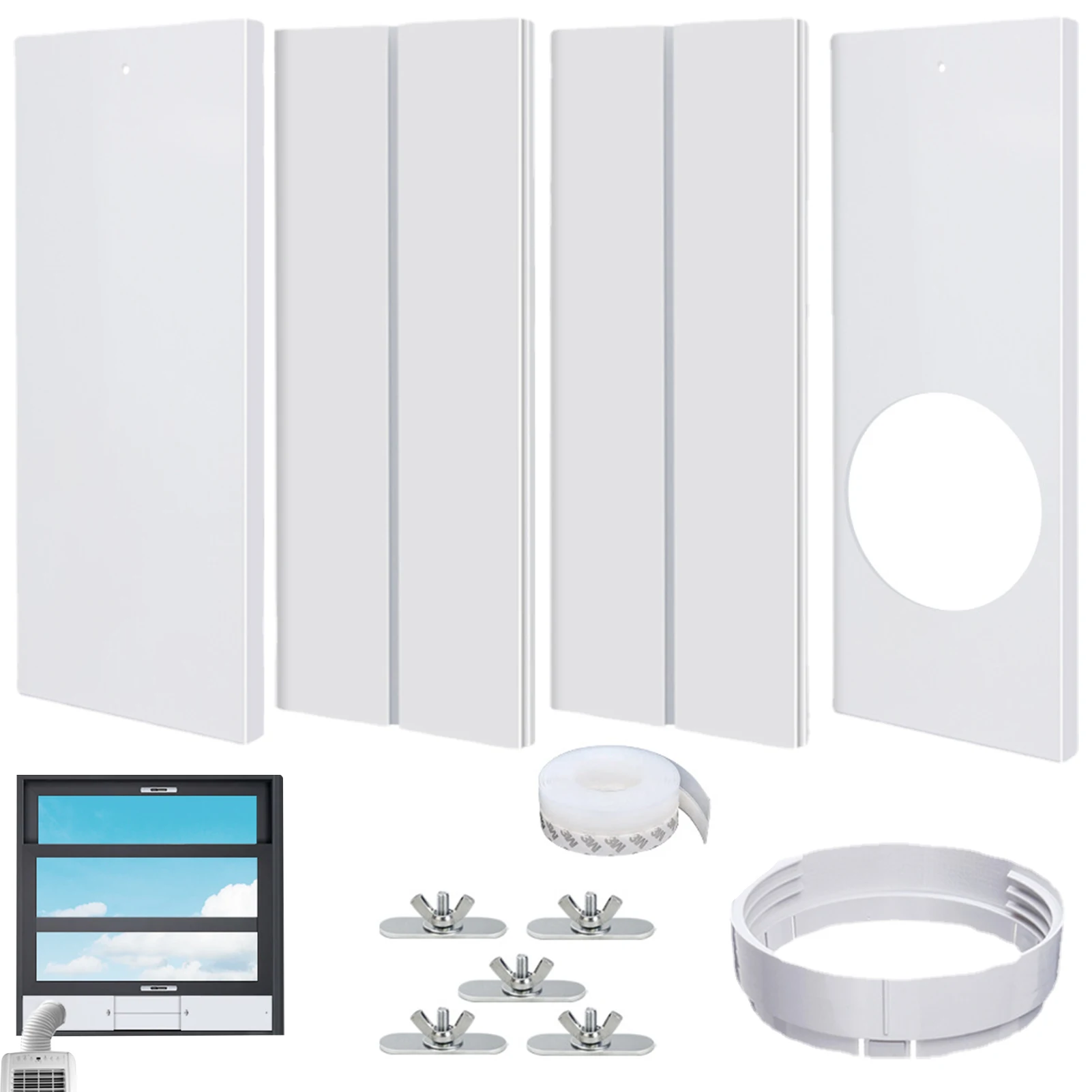 

Portable Air Conditioner Window Kit Air Conditioner Kit Window With 4 Sealing Plate Sliding Door Air Conditioner Vent Kit For