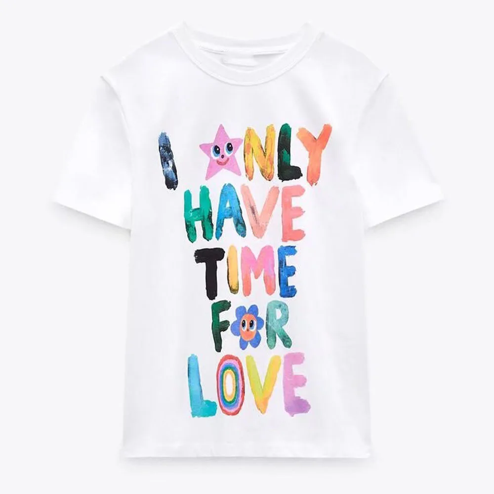 

Summer New Cotton Women's Letter Print Round Neck Short-sleeved T-shirt Tops