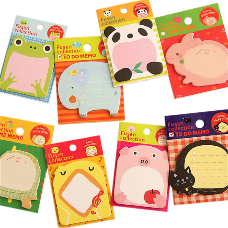 8 шт. милые симпатичные Липкие заметки с животными кошкой пандой блокнот для