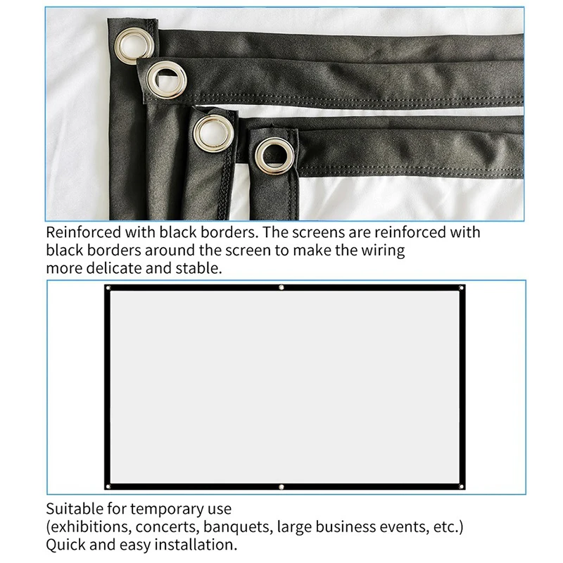 Портативный складной экран для проектора 16:9 HD наружного и домашнего кинотеатра 3D