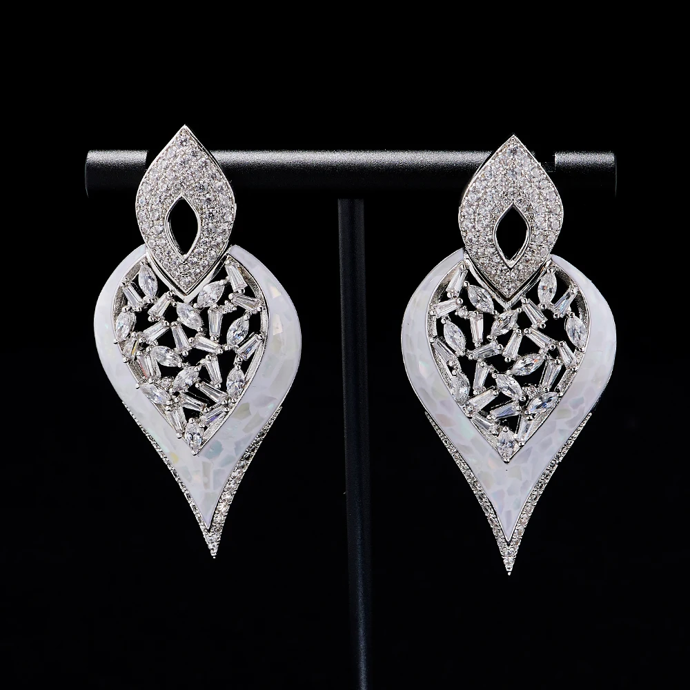 

Висячие серьги-подвески TIRIM в форме капли с морскими ушками, элегантные серьги в форме капли воды с цирконом класса ААА для женщин, свадебные...