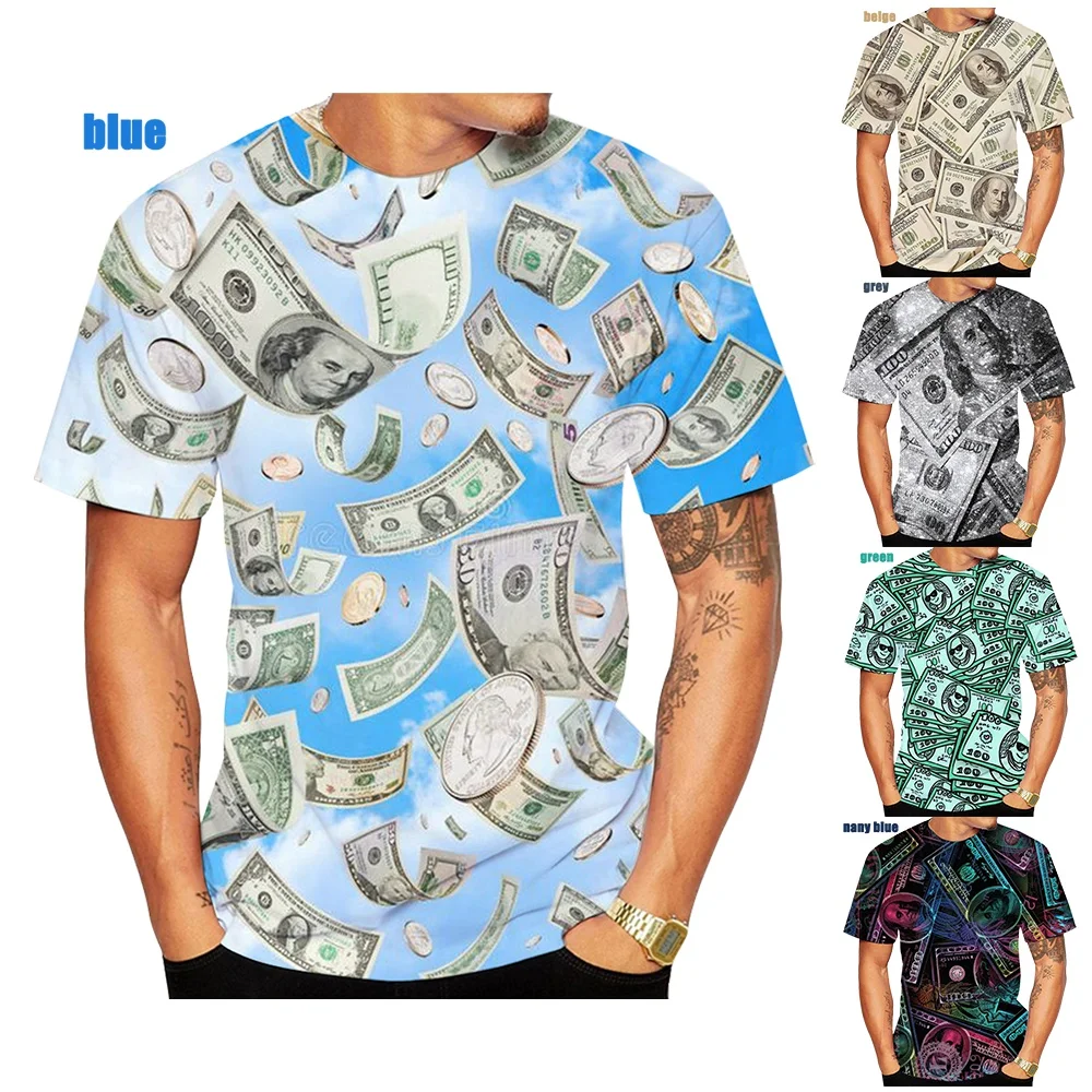 

Dollar 3D Printed Men's and Women's T-Shirt Dollar Printed Funny Short Sleeve Top Size XXS-6XL