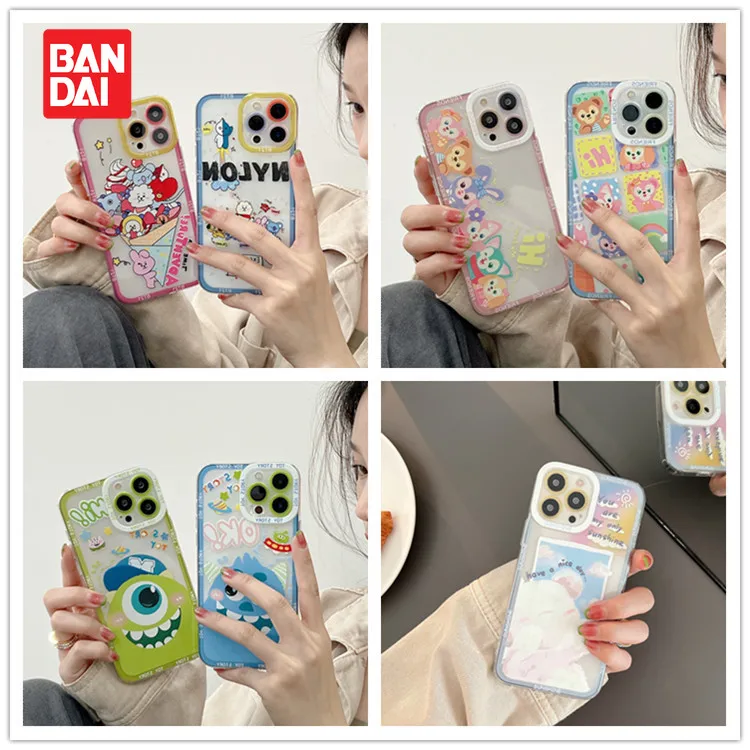 

Bandai Disney for iPhone11 12 13promax cartoon mobile phone case Apple 13pro x xs xr xsmax couple soft cover all-inclusive lens