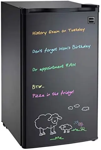 

3.2 cu. ft Fridge, Black Erase Board Refrigerator with Neon Markers
