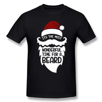 santa tshirt wonderful time for a beard man t shirt merry christmas gift t shirts cotton mens tops black tees funny