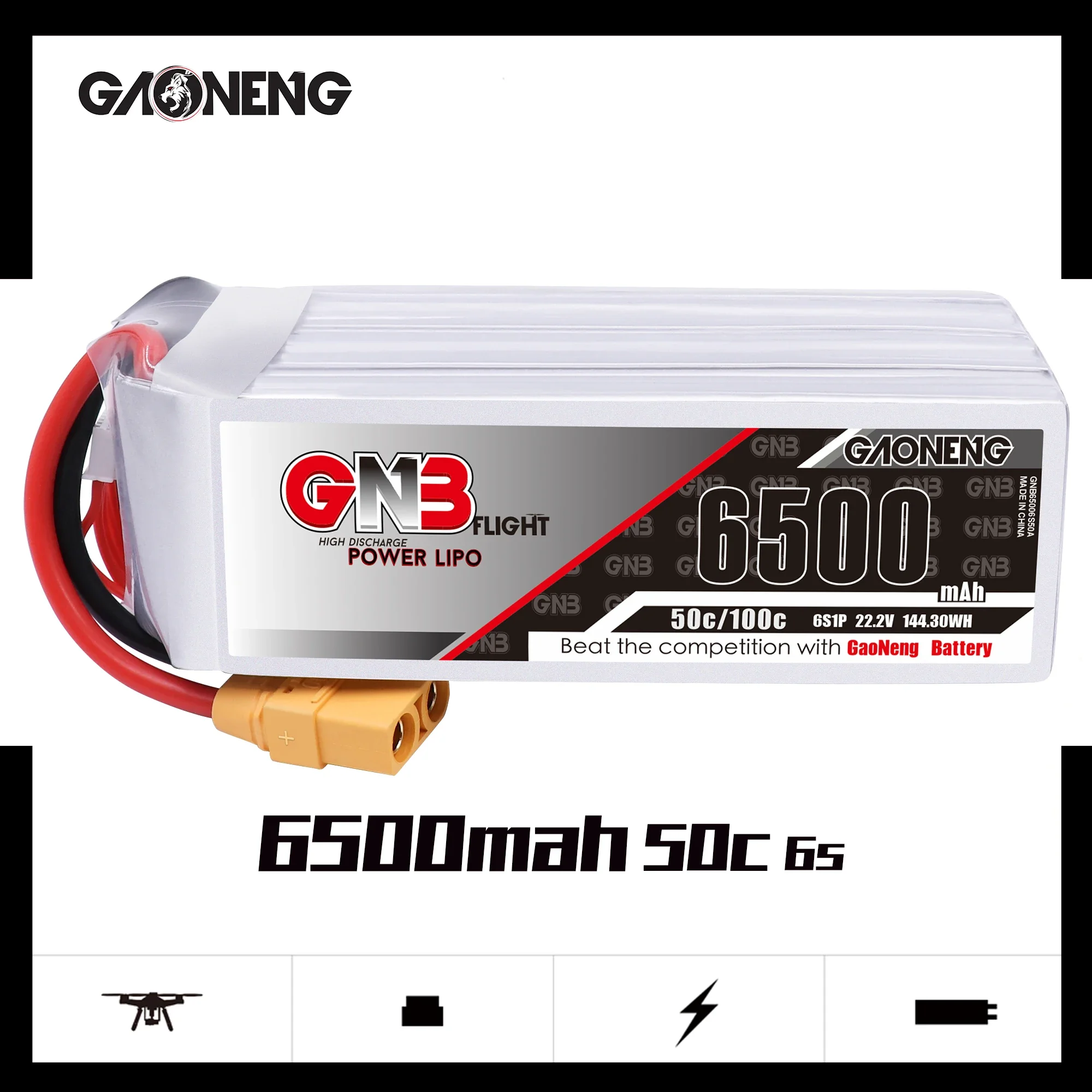 Gaoneng GNB 6S 22.2V 6500mAh 50C Lipo EC5