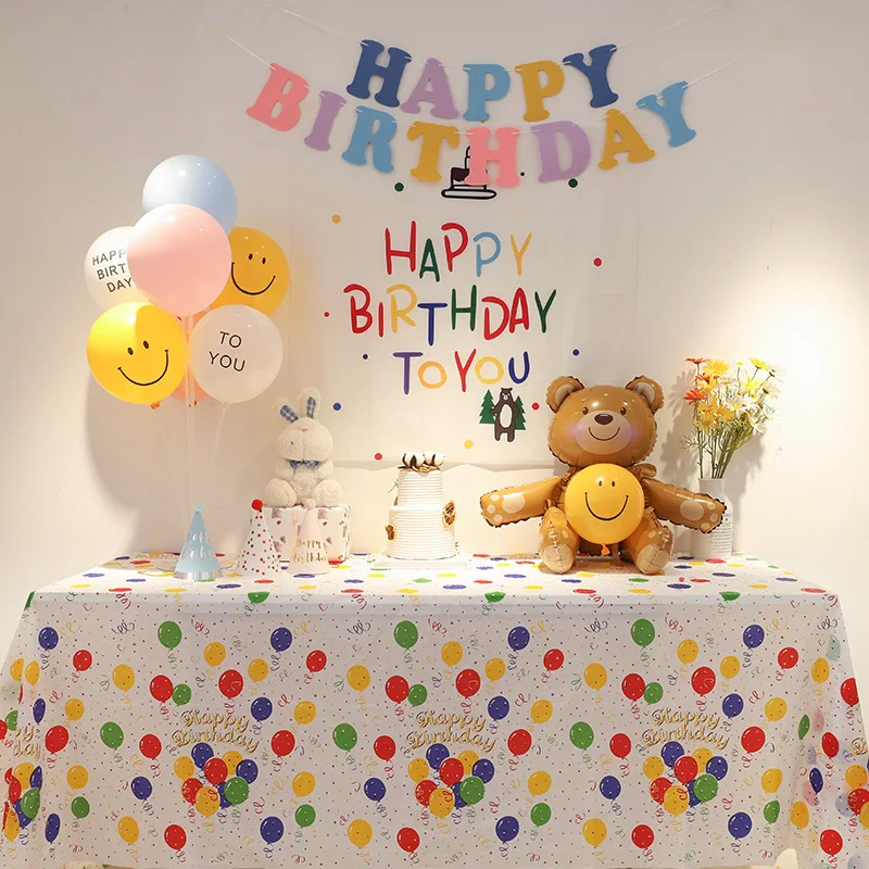 

Одноразовая Скатерть в Корейском стиле для дня рождения, реквизит для фотографий мальчиков и девочек, комплект для украшения стола на день рождения