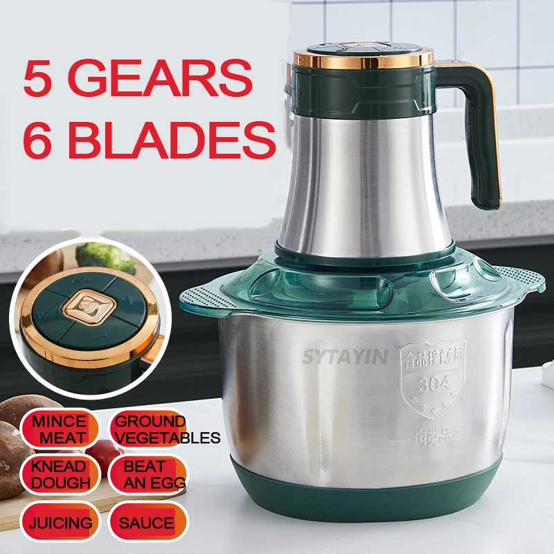

5L Electric Meat Grinder 5 Gears Stainless Steel Electric Chopper Meat Grinder Meat Grinders Food Processor Kitchen Appliances