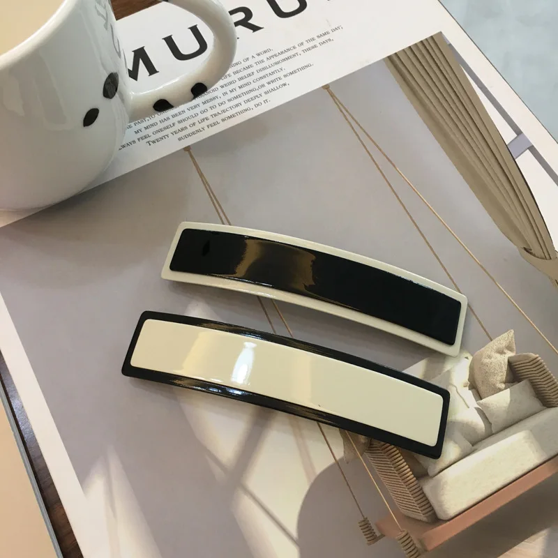 

Simple Hair Clips for Girls Acetate Black and White Korean Hair Accessories Clip Women Accessory New Headwear Apparel