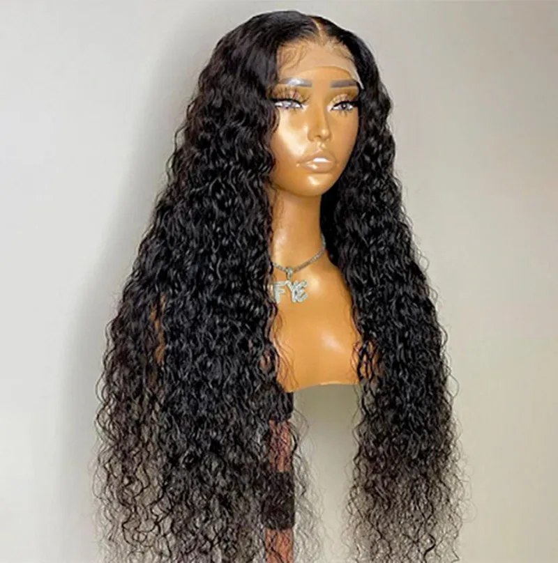 

Natural Black Wig 26inch Long Kinky Curly Soft Glueless 180% Density Lace Front Wig For Women With Babyhair Pre Plucked Daily