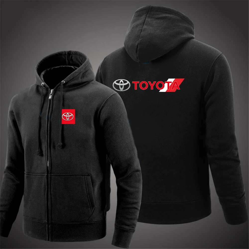 

TOYOTA Printed Autumn Winter Fashion Fleece Hoodie Mens Casual Slim Thermal Lined Hood Jacket Sweatshirt Zip Outerwear Warm