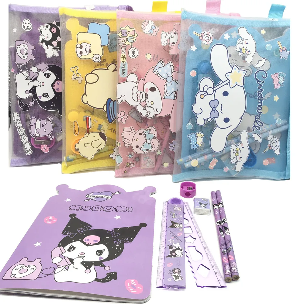Ruler Eraser Pencil Sharpener Notebook Set Student Gif