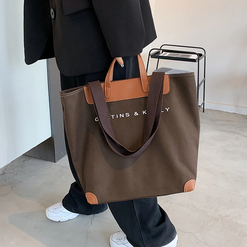 

Canvas Handbag for Women 2020 Winter Soft Tend Branded Shoulder Handbags Women's Travel Totes Lady Hand Bag