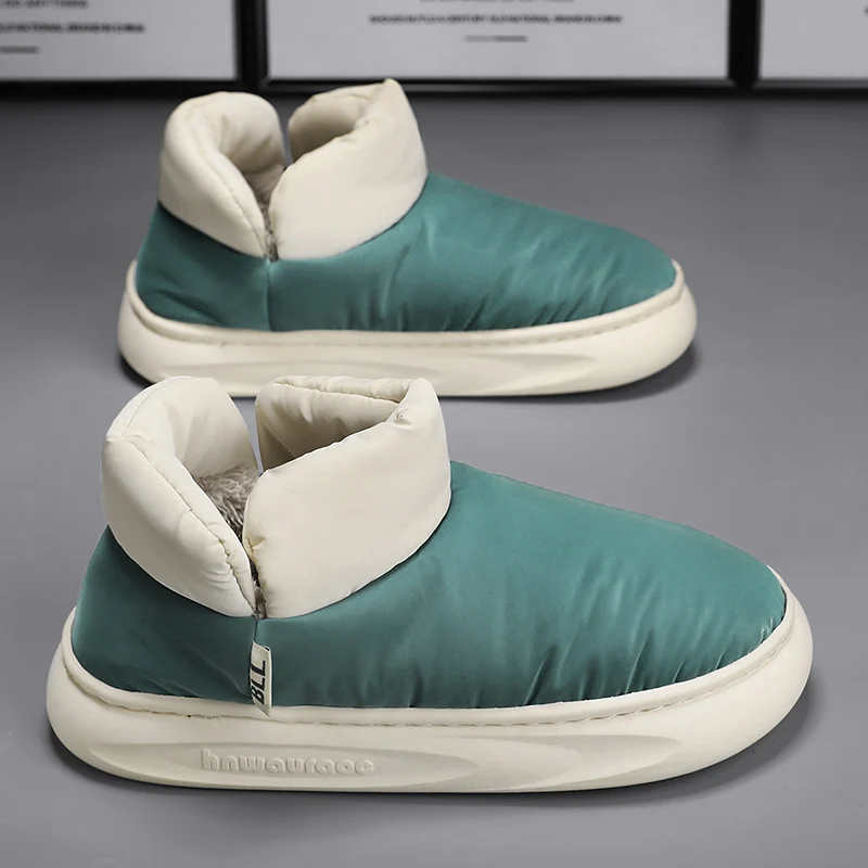 

Зимние ботинки для мужчин, Нескользящие зимние тапочки на толстой платформе для женщин, теплые уличные мужские хлопковые ботинки на меху Botas De Mujer