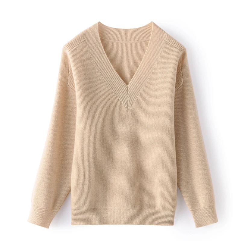

Women Sweaters 100% Pure Cashmere Knitted Pullovers 2022 Winter New V-neck Jumper Warm Female Long Sleeve Knitwear Girl Clothes