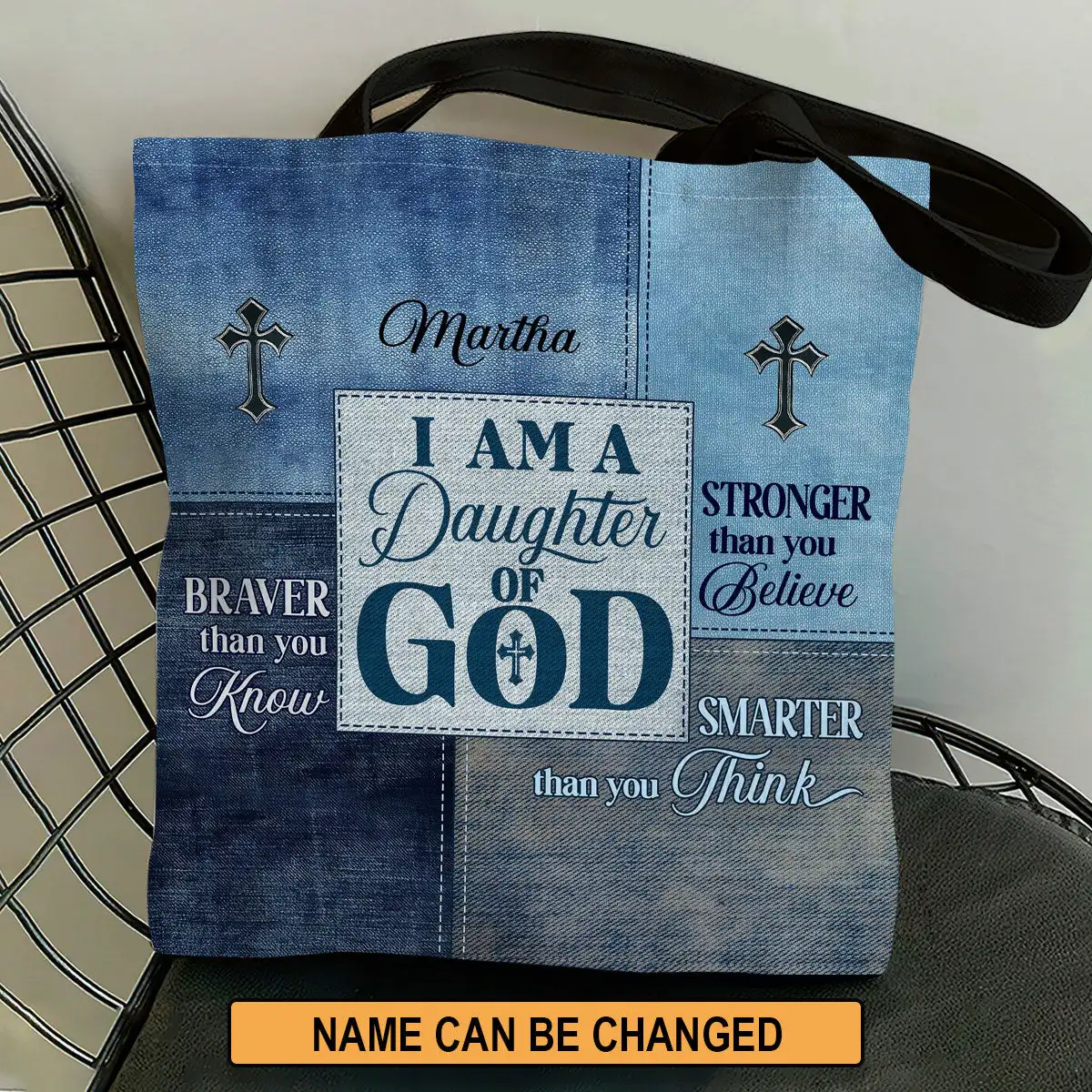 

I am the Daughter of God Pattern Women's Totes Bag Portable Beach Shoulder Shopping Sac Casual Large Capacity Female Handbags