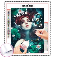 5d diamond painting kits red hair gold scale mermaid full round with ab drill embroidery diy home painting decoration gift art