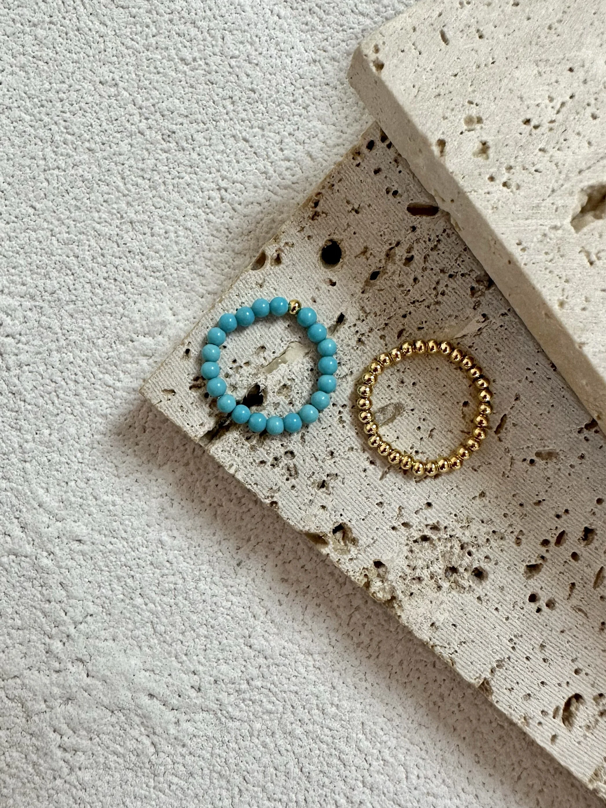 Hellolilyann Original Design Natural Turquoise Toe Ring Gold-Plated Elastic Beaded Temperament National Sle