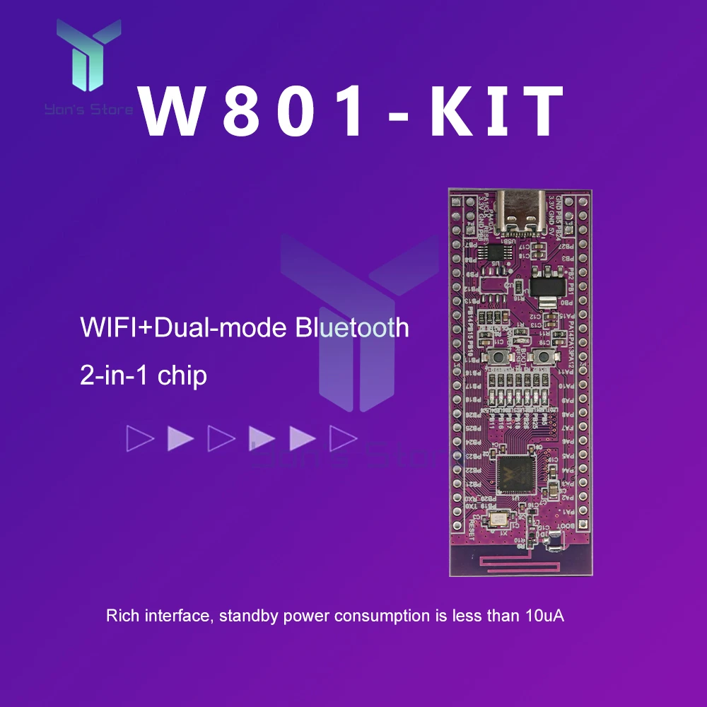 W801 Двухрежимная плата разработки Bluetooth WiFi BLE SOC микроконтроллер MCU чип маломощный