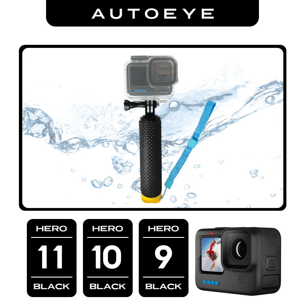 

Floating Hand Grip for Go Pro Hero 11 10 9 8 7 6 5 4 Black Waterproof Water Sport for DJI Action Insta360 Yi 4K GoPro Accessory