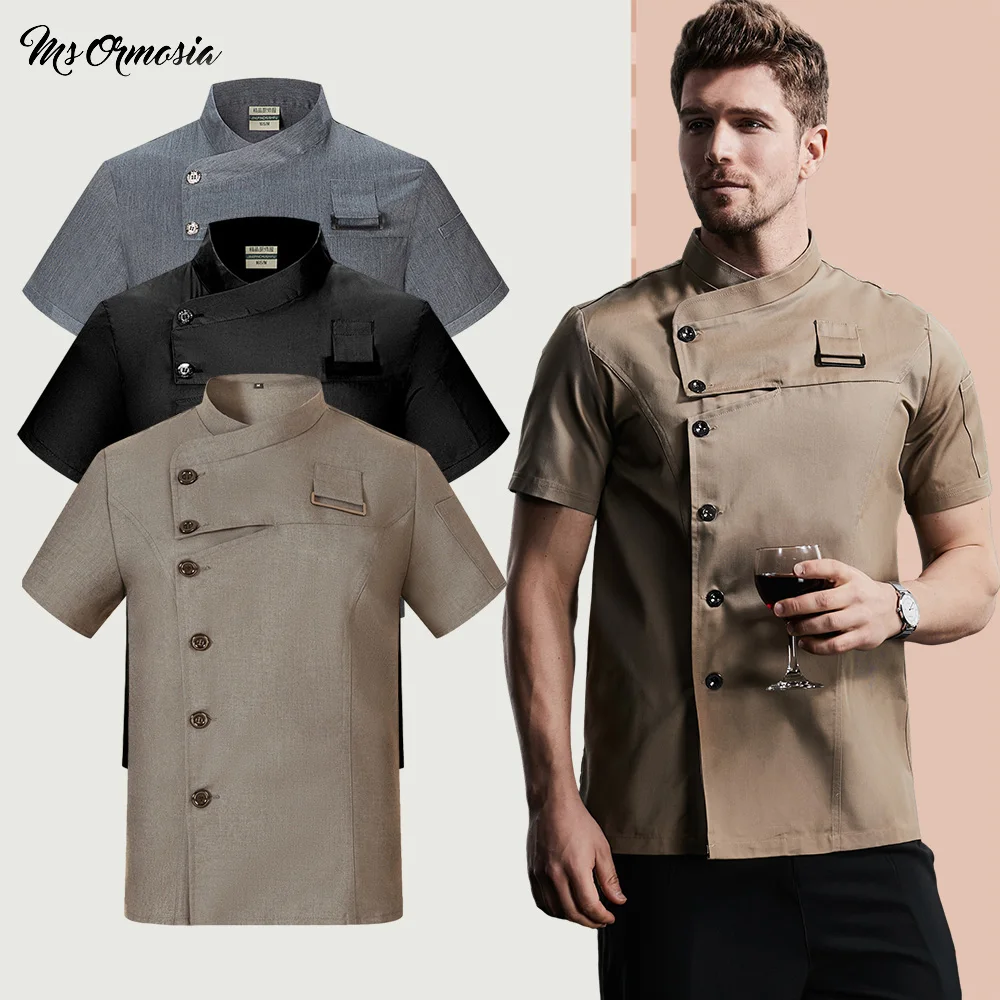 

Рубашка для шеф-повара с коротким рукавом, унисекс, женская рубашка для шеф-повара, мужская и женская одежда для кухни, униформа для официанта, пекарни