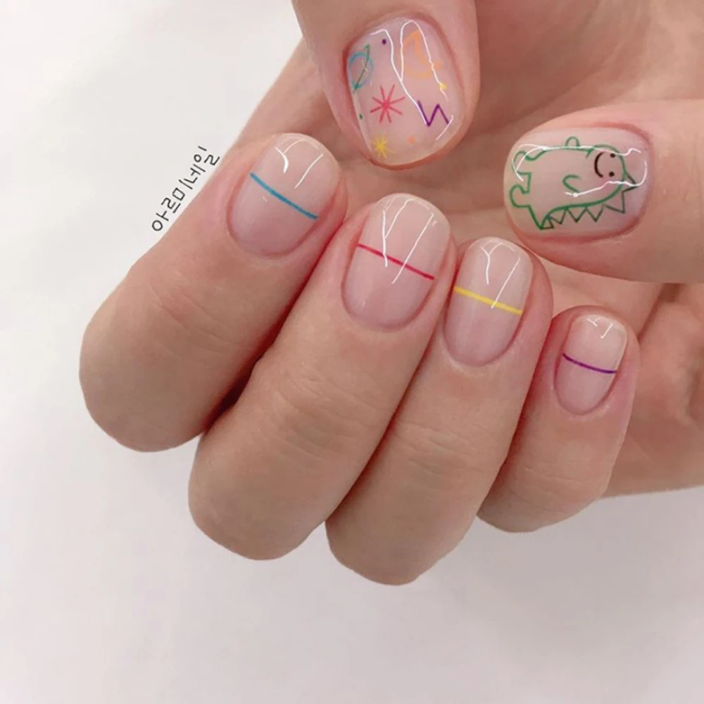 1 шт. Kawaii Dinosaur наклейки для ногтей Корейская самоклеящаяся наклейка Мультяшные