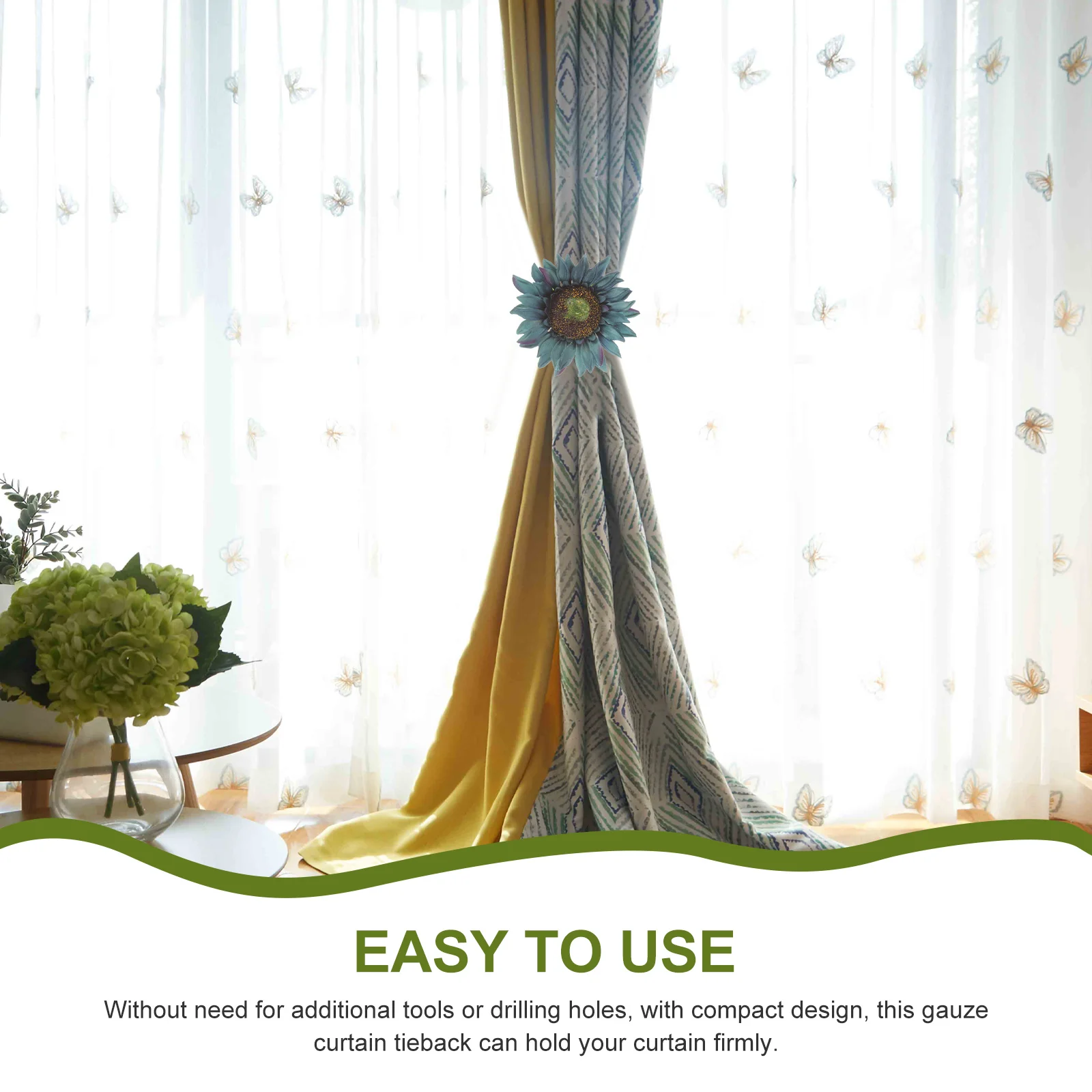 2 шт. пряжка для штор зажим с подсолнухом оранжевый держатель драпировки шелковые