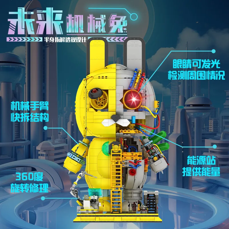 Фото 2119 шт. MOC, технические креативные механические строительные блоки с кроликом, кирпичи, сборка моделей, игрушки для детей, подарочный набор на день рождения №2