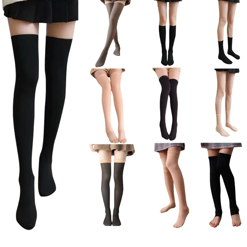 

2023 New Women's Winter Socks Soft Thick Warm Socks Stretchy Thigh High Socks Fleece Lined Thermal Socks Long Stockings