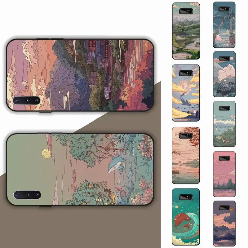 

Japanese Anime Hand Painted House scenery Phone Case for Samsung Note 5 7 8 9 10 20 pro plus lite ultra A21 12 72