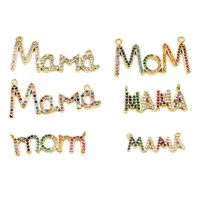 mom pendant letter mama charms micro inlay color zircon copper gold plated pendant diy necklace make fittings accessorie