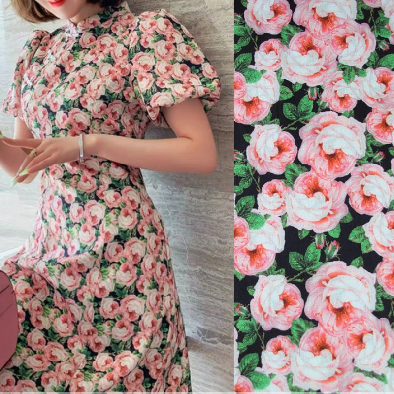 

Printed Polyester Satin Fabric European Brand Fashion Design Draped Soft Chiffon Fabric