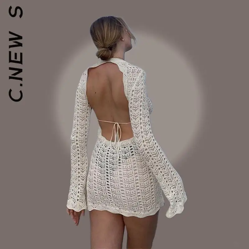 

C.New S Sweater Knitted Women New Pullovers Slim Sweet Dress Elastic Soft Outfits Casual Stylish Dress Woman Sweaters Female