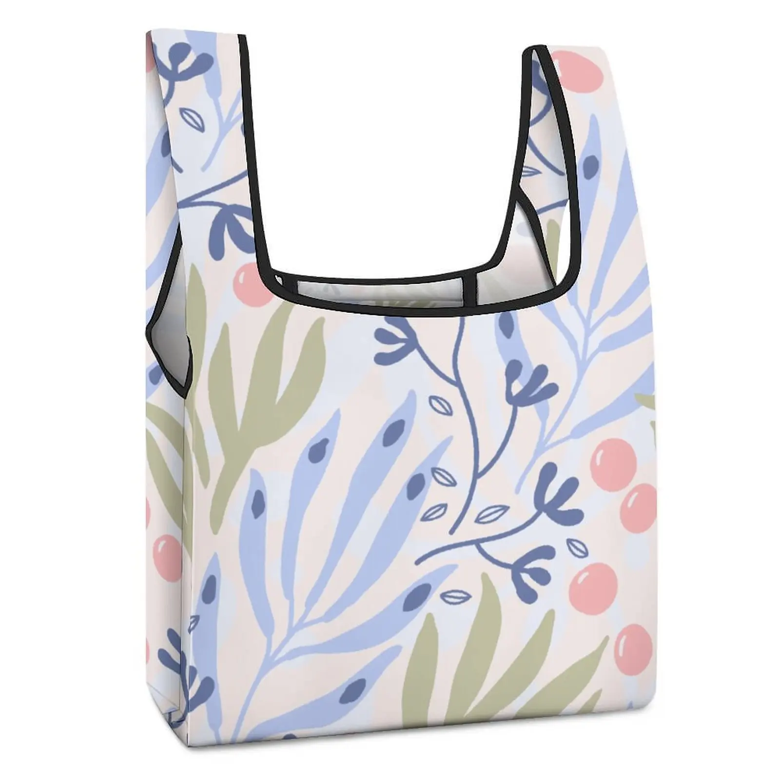 Custom Pattern Women Foldable Shopping Large Food Handbag Plain Cloth Large Capacity Bag Reusable Travel Grocery Bag