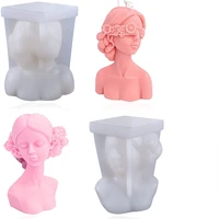 3d blindfolded girl silicone candle mold diy beautiful blindfolded girl plaster portrait soap resin casting molds home decor