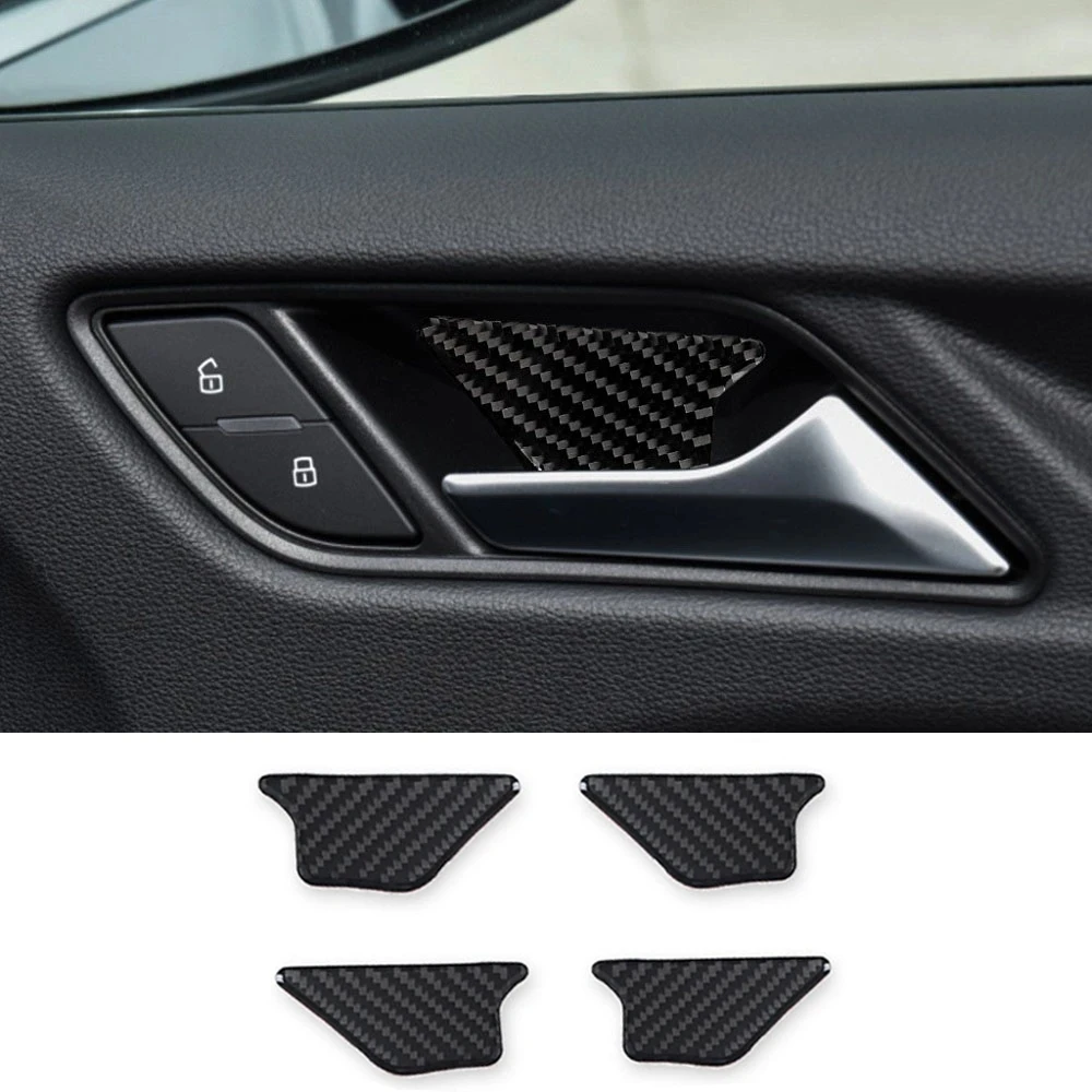 

Для Audi A3 8V 2014-2019 автомобильные аксессуары для интерьера 4 шт. Автомобильная наклейка внутренняя дверная ручка крышка чаши отделка наклейки углеродное волокно