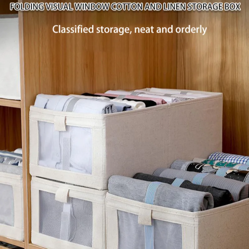 

Fabric Wardrobe with Drawers and Visible Window for Clothes Storage