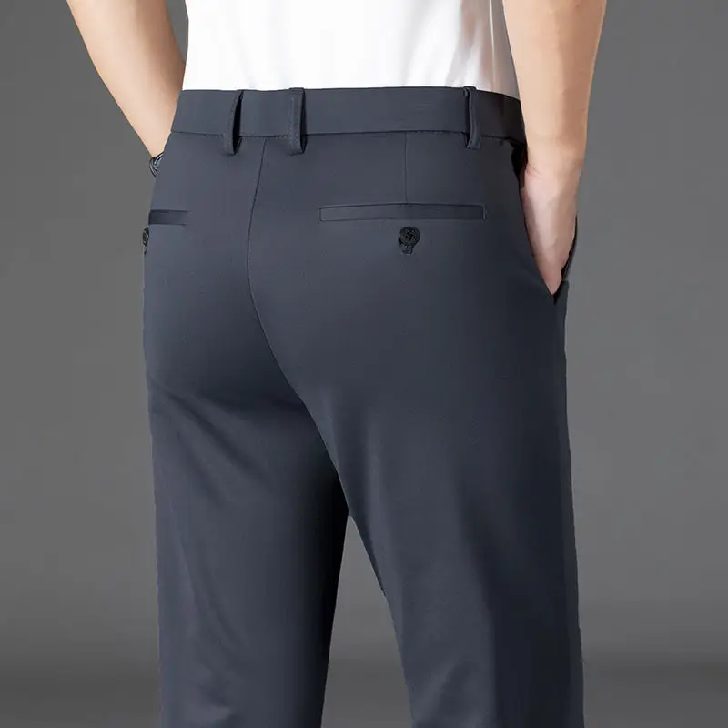 

2023 New Men's Business Casual Pants Solid Gentle Trousers Male Brand Fashion Suit Pant Slim Casual Streetwear Clothing D88