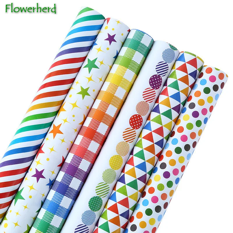 

50x70CM Geometric Pattern Birthday Gift Wrapping Paper Holiday Gift DIY Rainbow Color Flower Packaging Gift Box Wrapping Paper