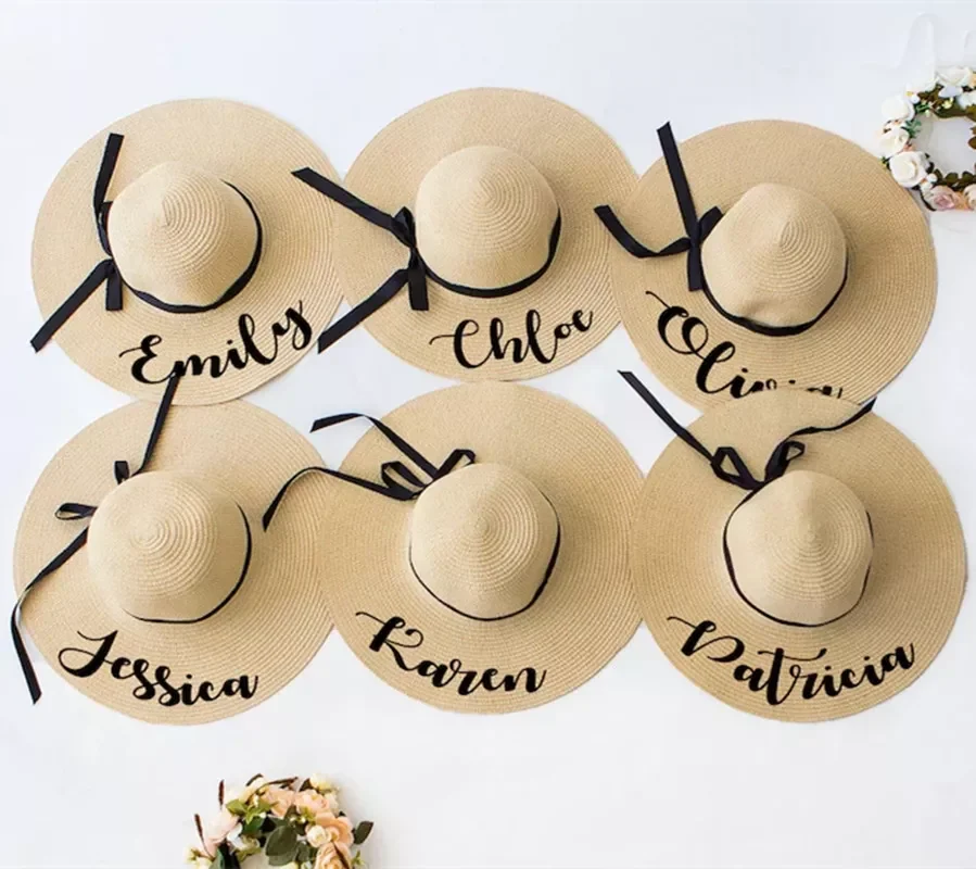 

Bridesmaids Custom Floppy Hats, Custom Wedding Bride Hat, Honeymoon Beach Hat, Summer Party Hat, Bachelorette Gift