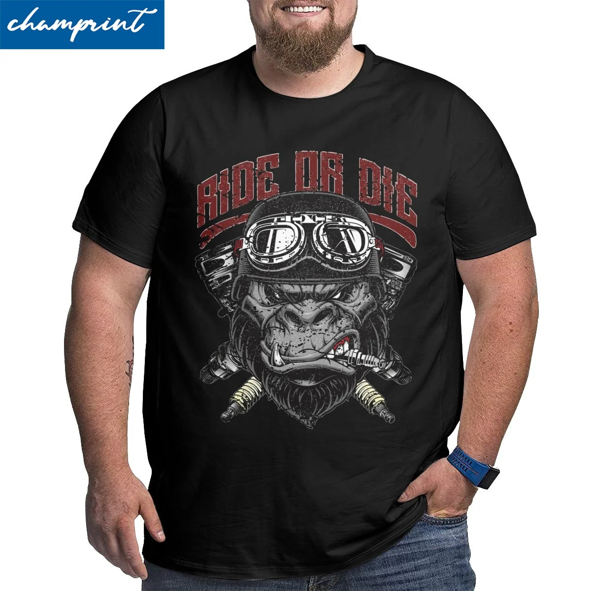 Ride Or Die Gorilla Biker T-Shirt Men Motorcycle Bike Racing