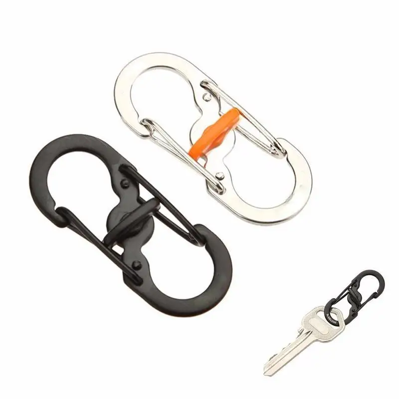 

3pcs Hang Buckle Stainless Steel Keychain Locking Anti-theft S Buckle Safety Security Hook Car Key Buckle
