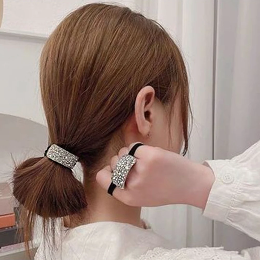 

2022 Hot Sale Korean Rhinestone Elegant Scrunchies Women Girls Elastic Hair Rubber Band Accessories Tie Hair Ring Rope Headdress