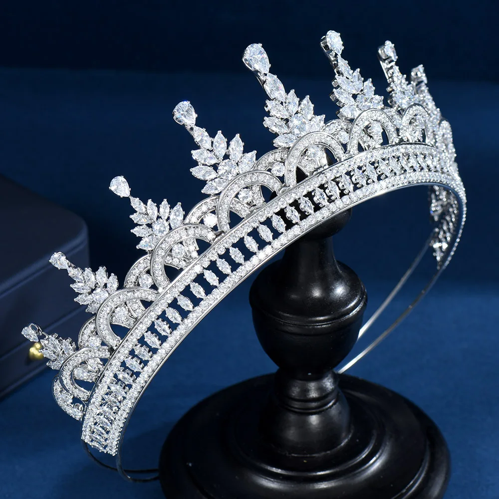 Fashion New Bridal Classical Couronne De Mariage Crowns Luxury Cubic Zircon Wedding Party Big Crown for Women Jewelry C-06