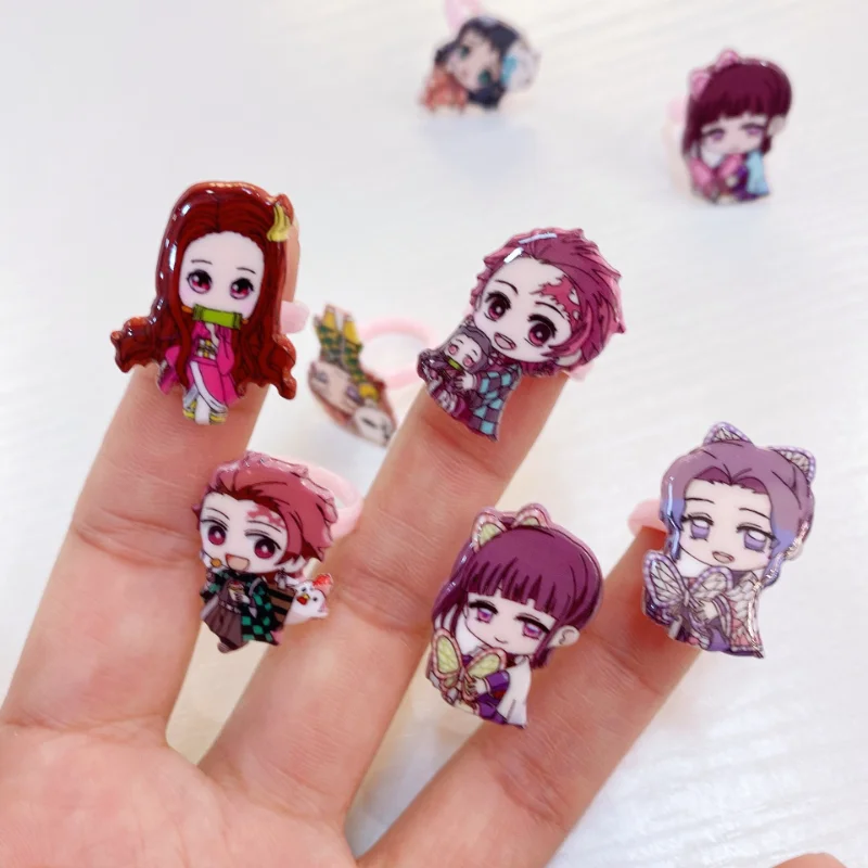 

Demon Slayer Cartoon Ring Cartoon Acrylic Ring Anime Figures Tanjirou Nezuko Amane Giyuu Shinobu Cute Kawaii Girls Jewelry Toys