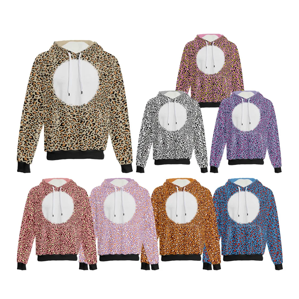 

Сублимационные пуловеры из флиса, свитшот с леопардовым принтом, худи, пуловер в стиле хип-хоп, уличная культура Для Фотопечати «сделай сам»