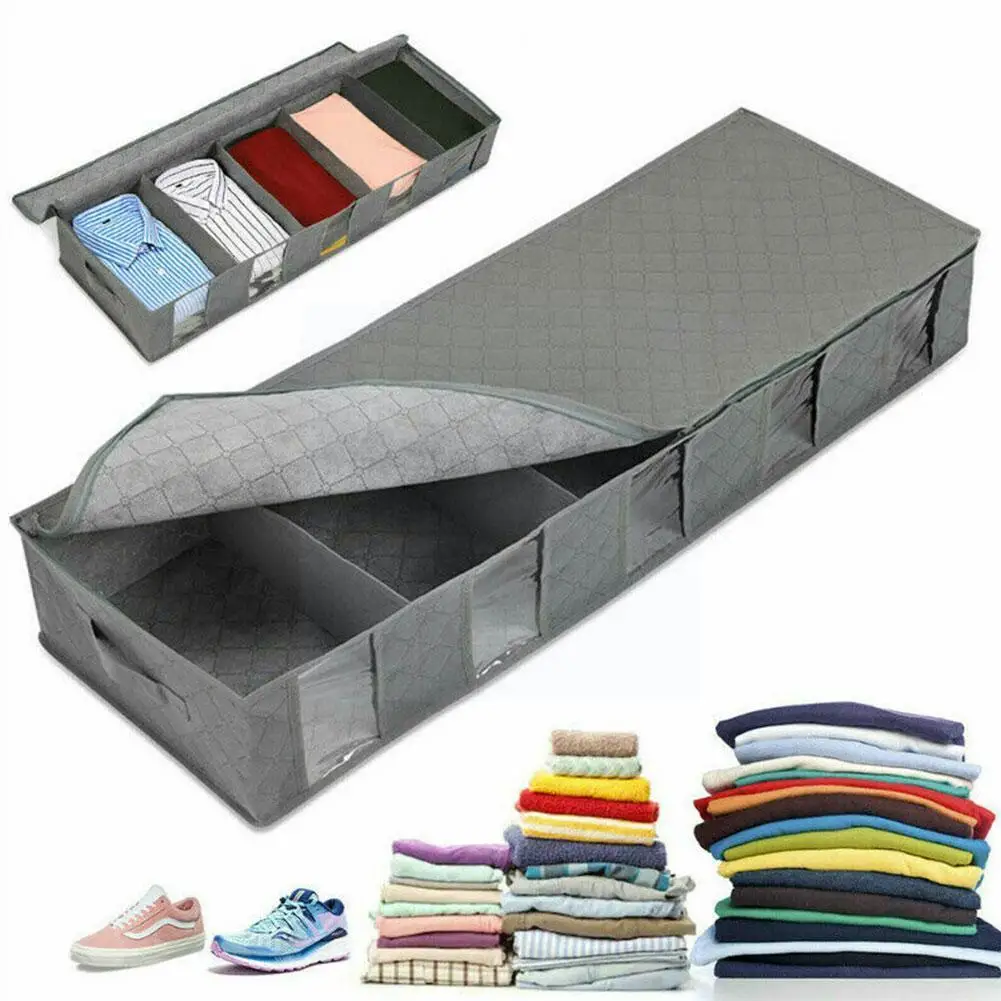 

Non Woven Fabric Bed Bottom Storage Box Wardrobe Clothes Bag Proof Dustproof Moisture Storage Quilt Folding Finishing G5Y3