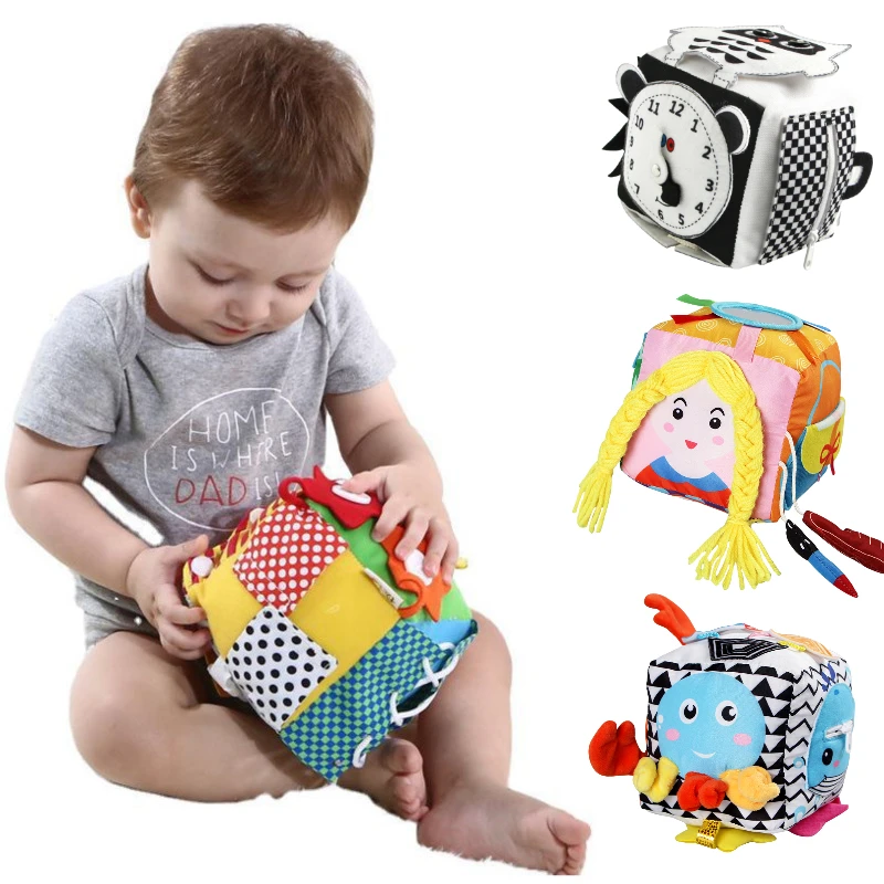 

Montessori Baby Busy Blocks Toys Early Education Dressing Buckle Teaching Aids Sensory Fabric Toddlers Knowledge Developing Toys